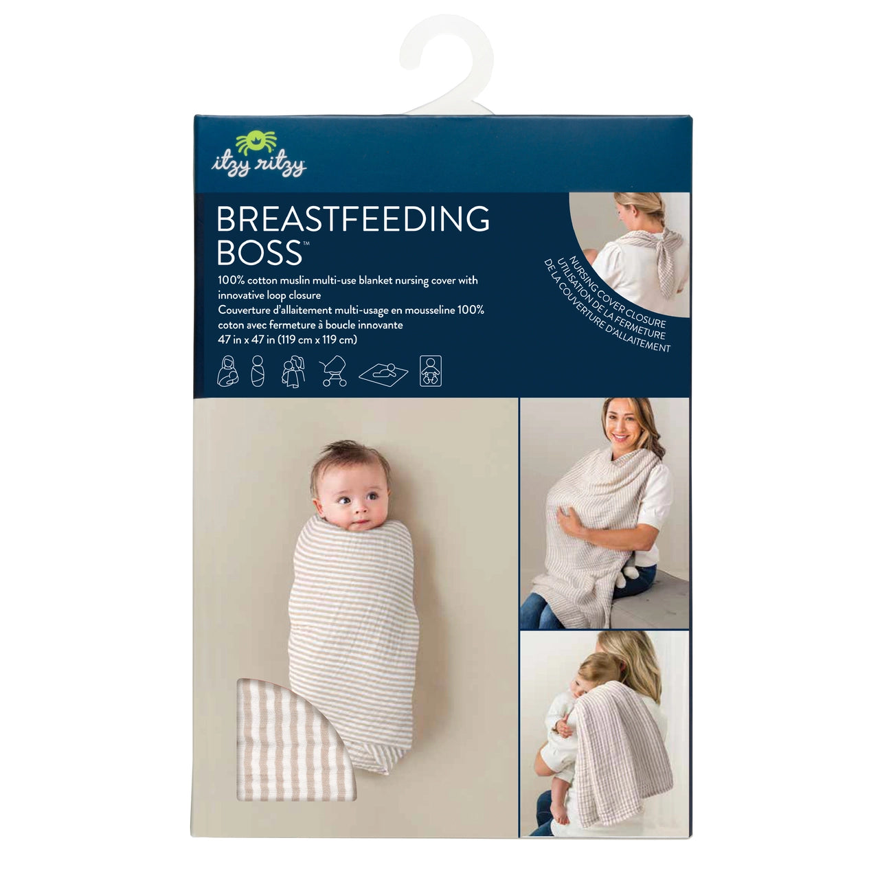 Itzy Ritzy- Breastfeeding Boss - Multipurpose Cover (Chai Stripes)