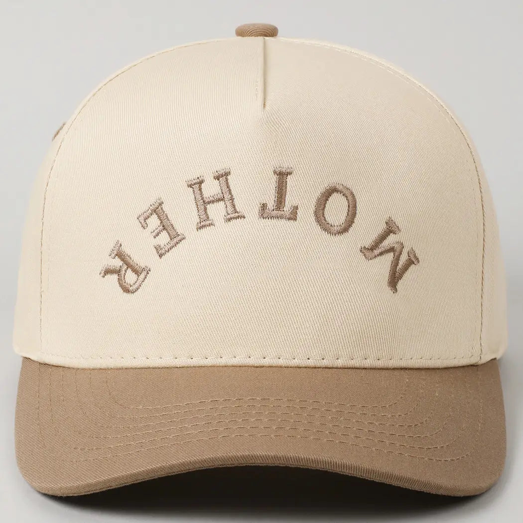 Mother Upside Down Lettering - Hat (Beige)