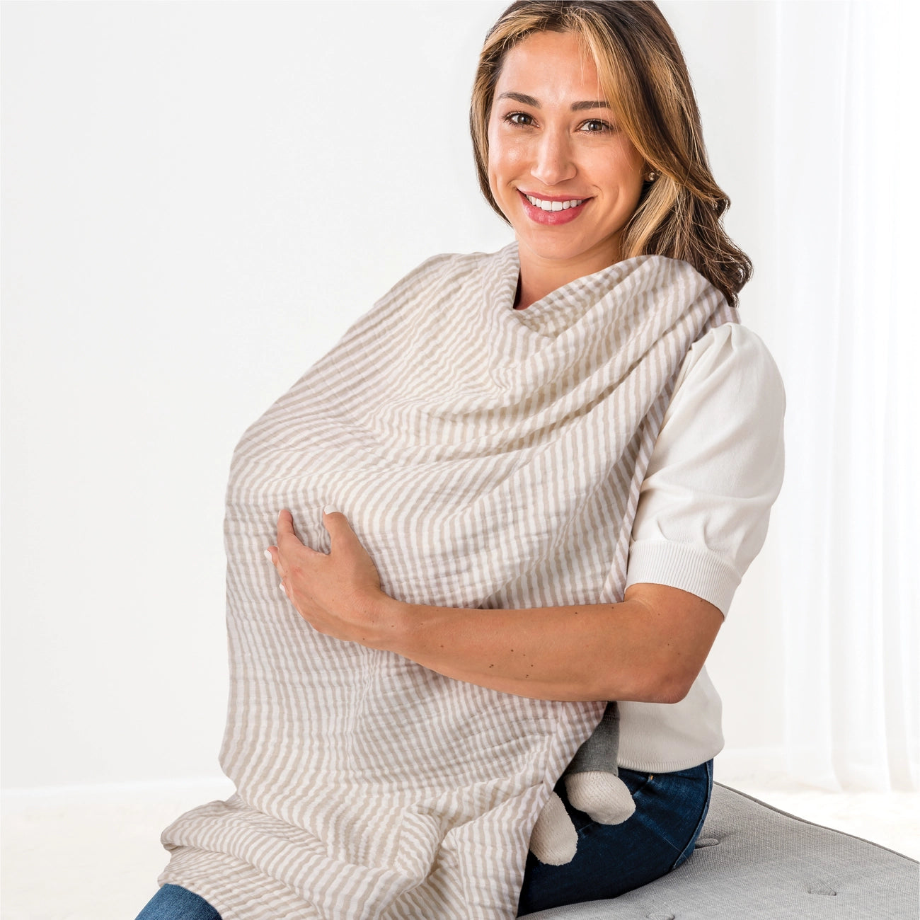 Itzy Ritzy- Breastfeeding Boss - Multipurpose Cover (Chai Stripes)