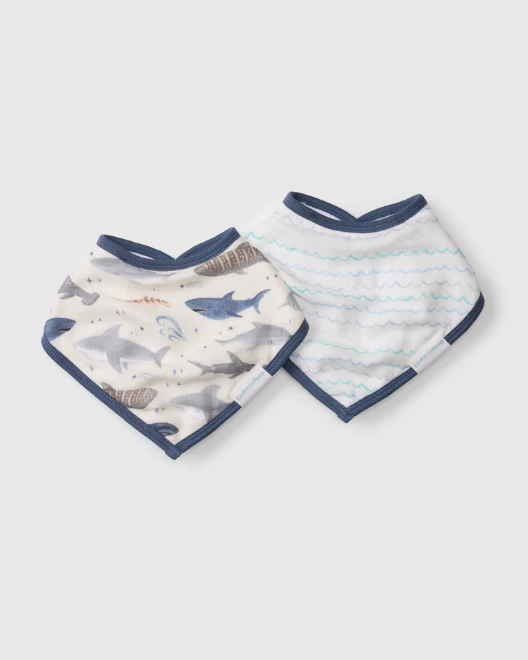 Loulou Lollipop - Muslin 2 Pack Bandana Bib Set (Sharks)