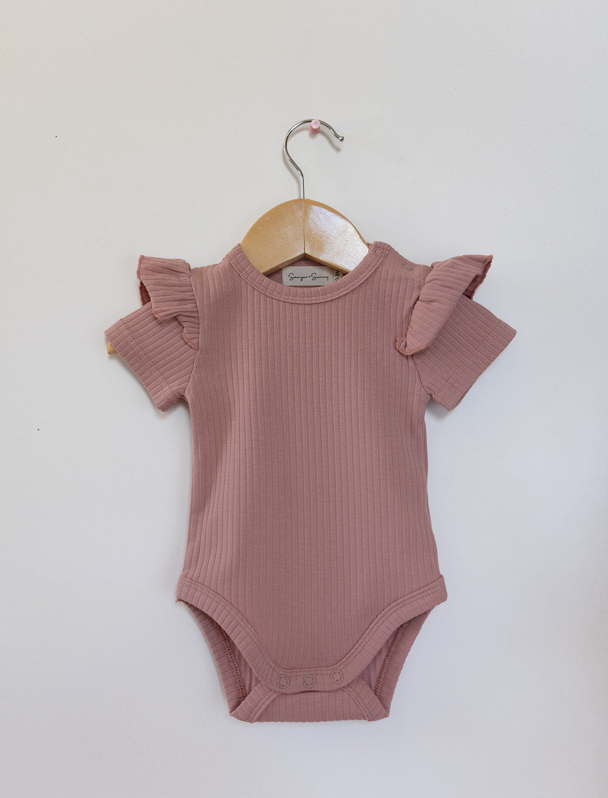 Sawyer + Sunny - Organic Cotton Flutter Bodysuit (Vintage Pink)