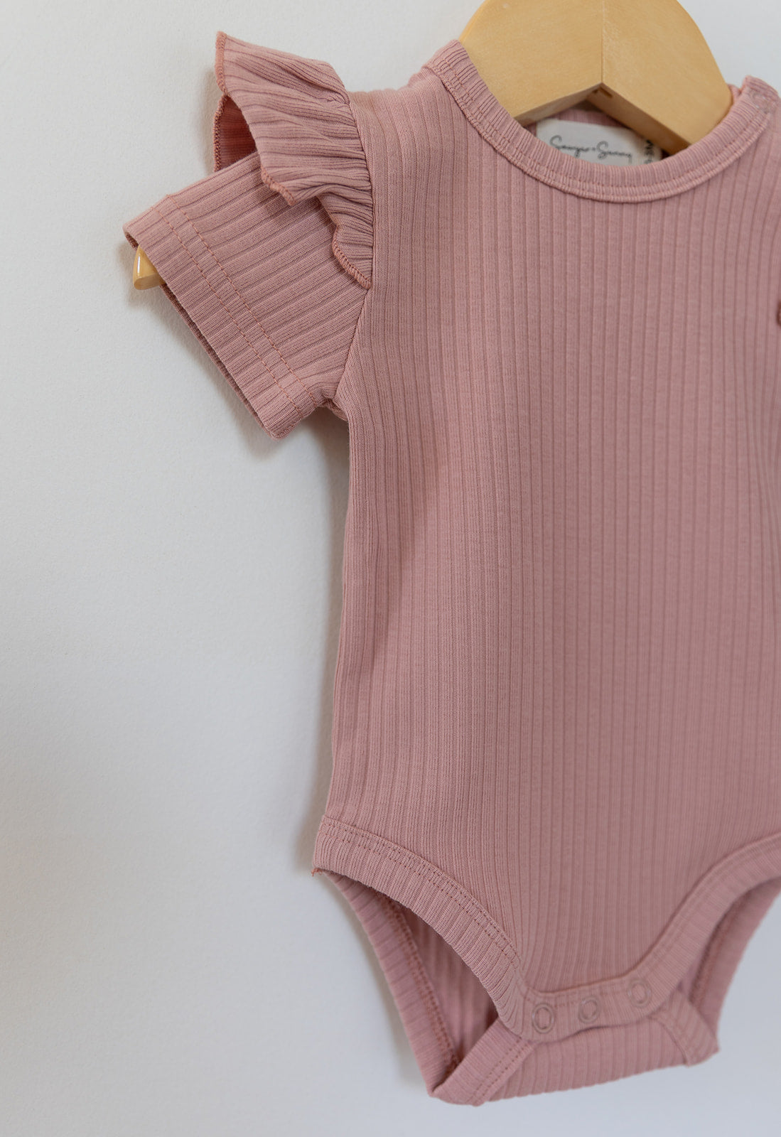 Sawyer + Sunny - Organic Cotton Flutter Bodysuit (Vintage Pink)