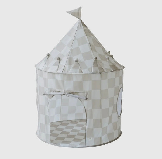 3 Sprouts - Recycled Fabric Play Tent Castle (Checkerboard Beige)