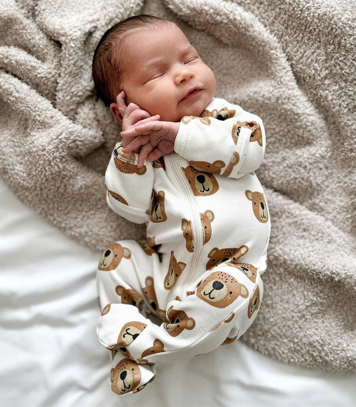 Siix Collection - Organic Zip Footie (Baby Bear)