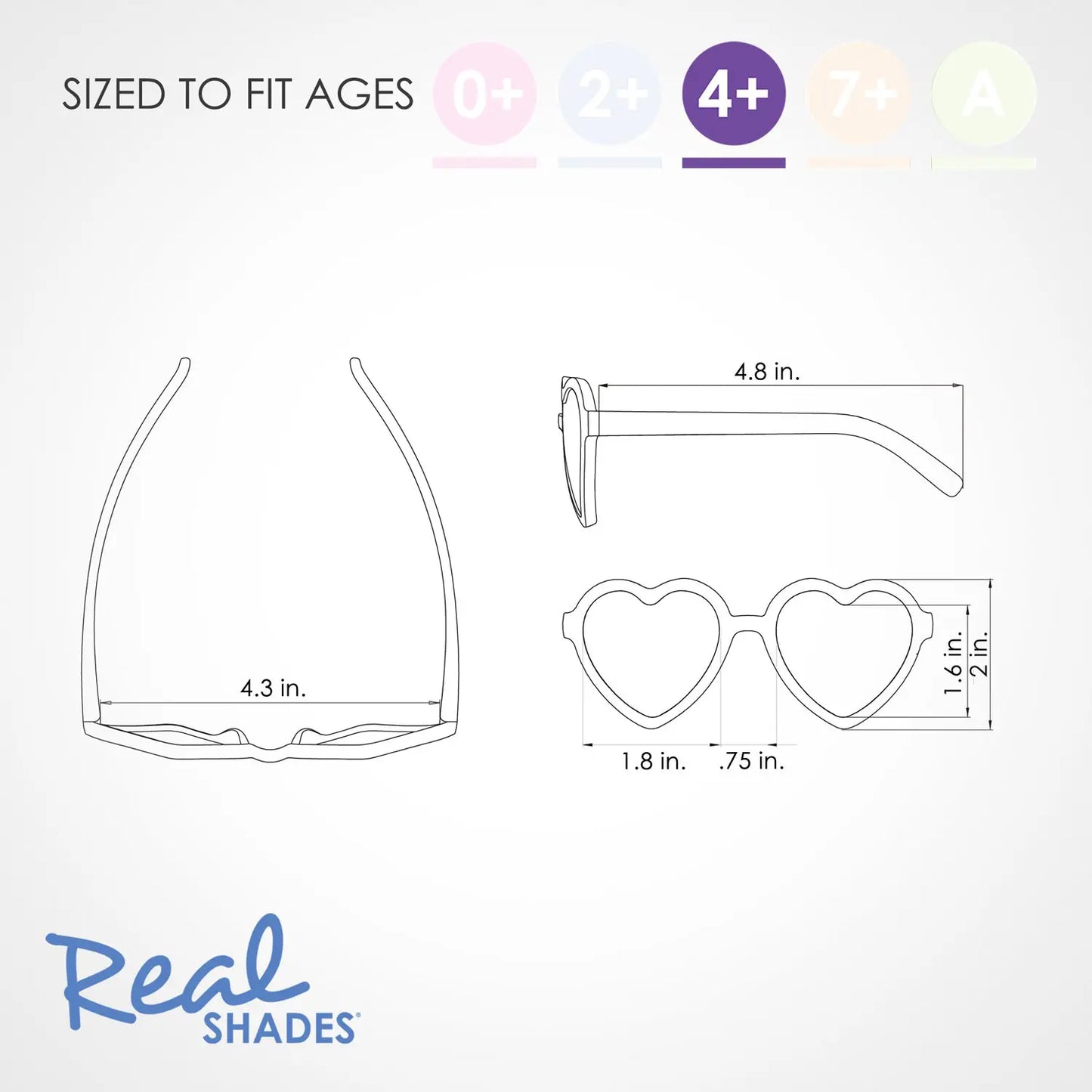 Real Shades Unbreakable UV Sunglasses (for Kids 4-6years) - Heart