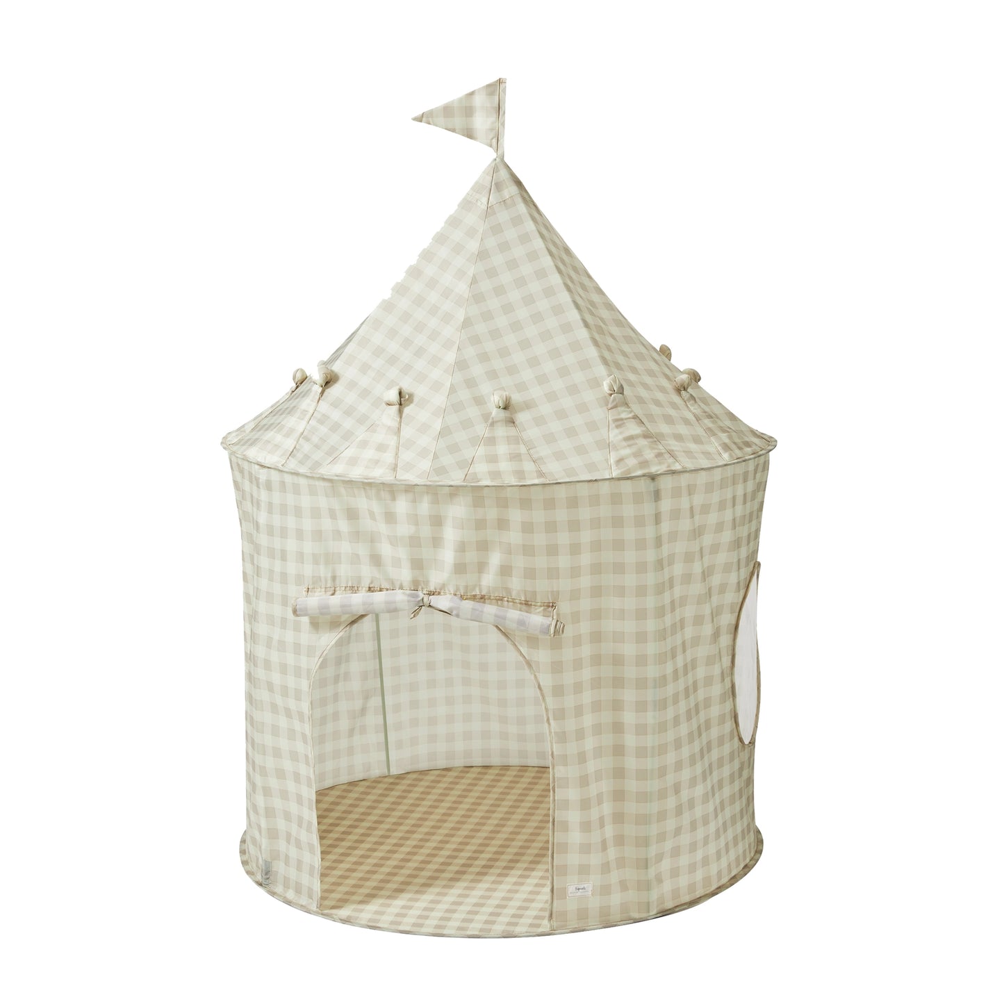 3 Sprouts - Recycled Fabric Play Tent (Gingham Beige)