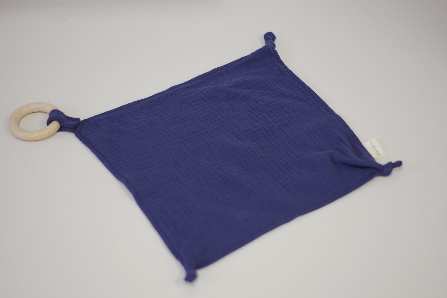 Navy Muslin Security Blanket + Teether