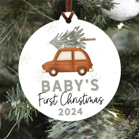 Baby's First Christmas Ornament 2024 - Rust Car