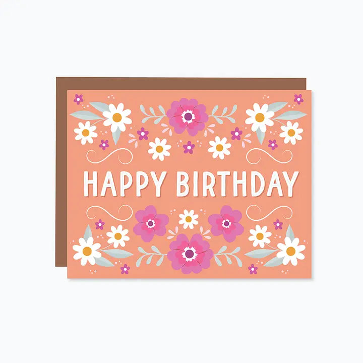 Coral Happy Birthday Card - Greeting Card