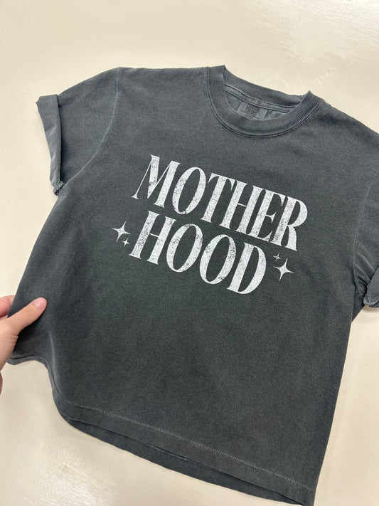 Sawyer + Sunny - Motherhood - Short Sleeve - Comfort Colours Cropped Boxy Tee (Pepper)