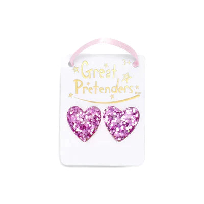 Boutique Glitter Hearts Clip on Earrings