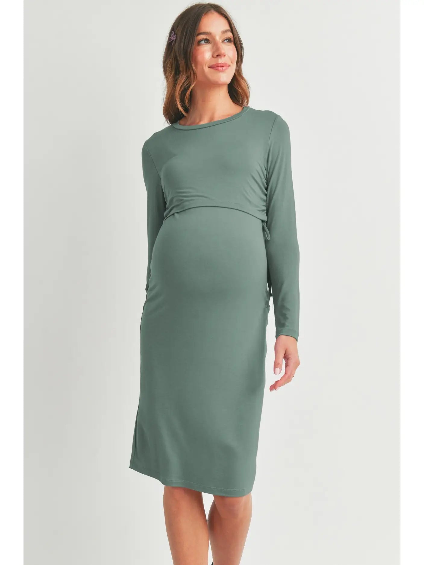 Rachael Maternity + Nursing Dress (Dusty Green)