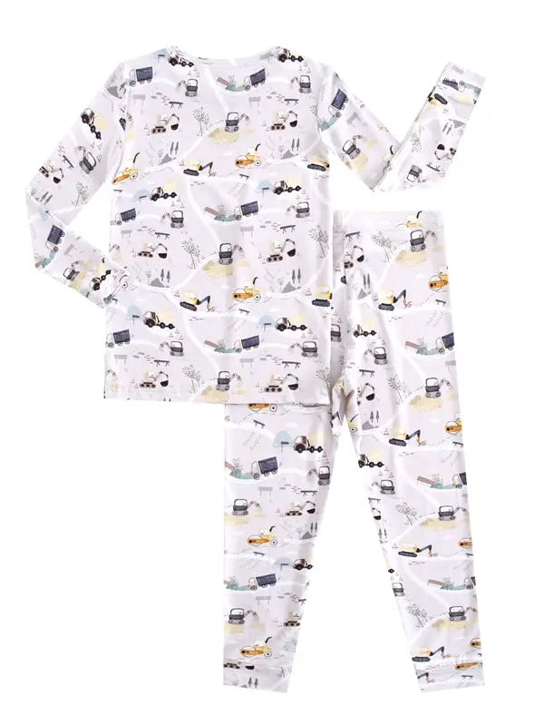 Early Grey - Bamboo 2 Piece Pjs (Diggers)