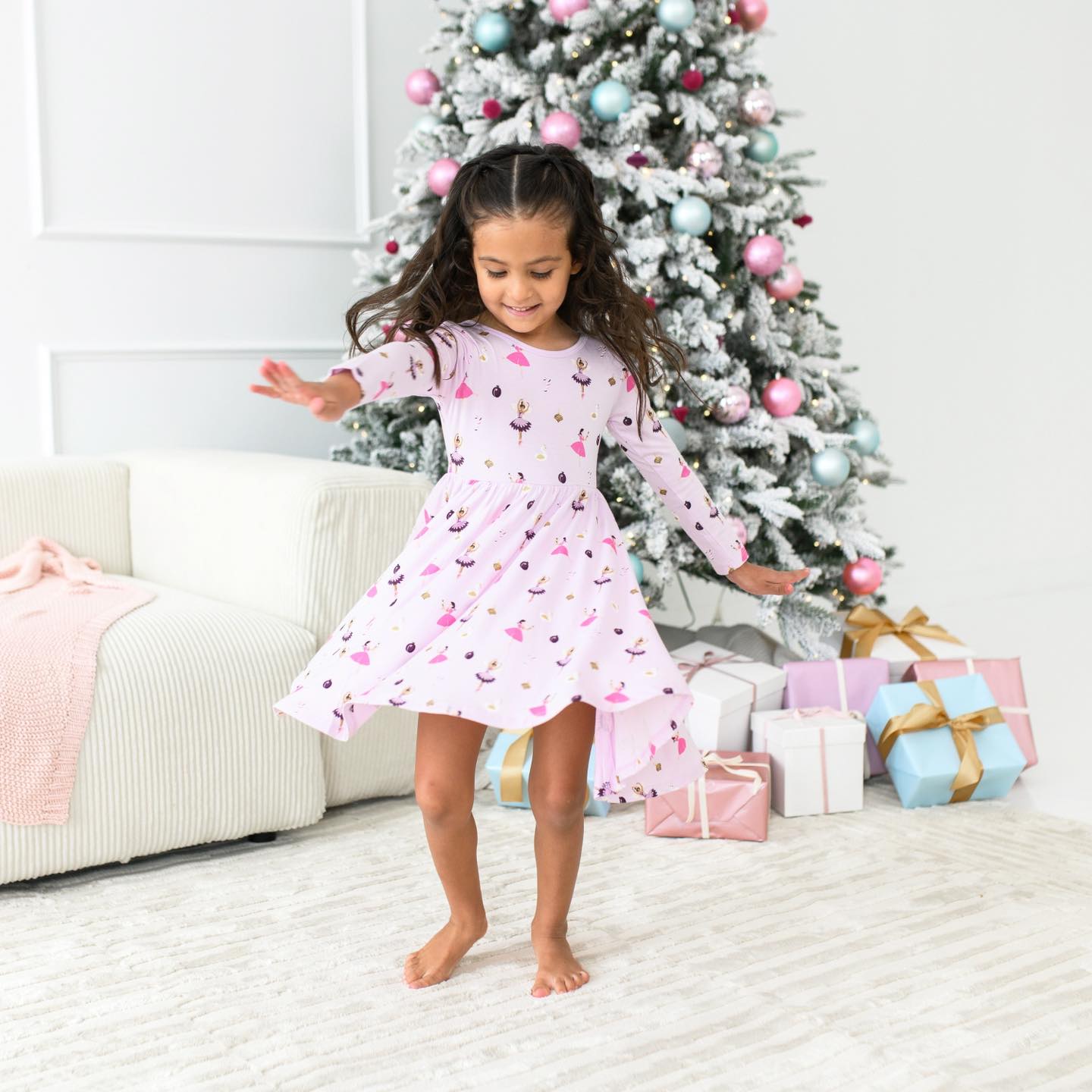 Kyte Baby - Long Sleeve Bamboo Twirl Dress (Sugar Plum)