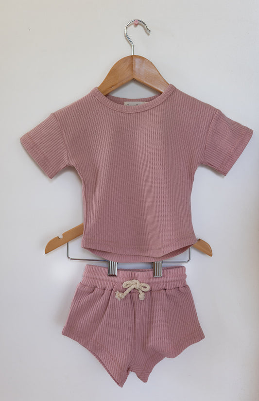 Sawyer + Sunny - Waffle Short Set (Wild Rose)