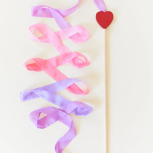 Sarah's Silks - Pink + Purple Silk and Wood Streamer - Wand for Pretend Play