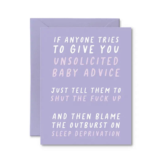 New Baby Card - Unsolicited Baby Advice Card