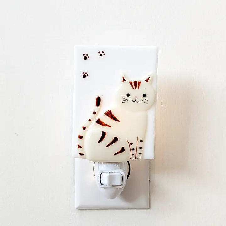 Veille Sur Toi - Glass Night Light (Sammy The Cat)