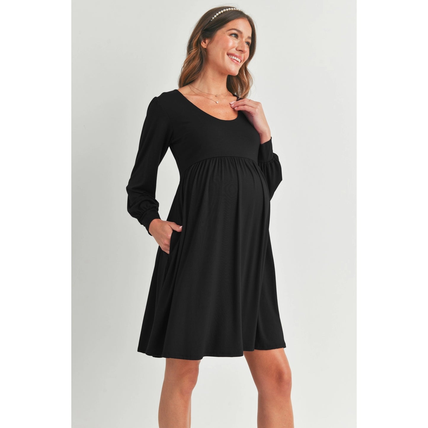 Wendy Black Maternity Dress (with pockets)