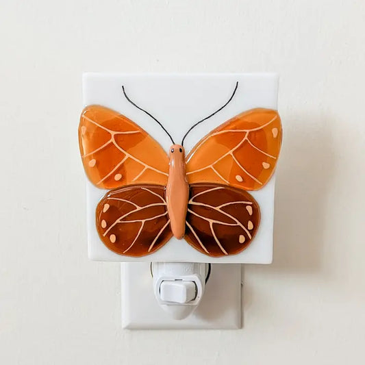 Veille Sur Toi - Glass Nightlight (The Orange Butterfly)