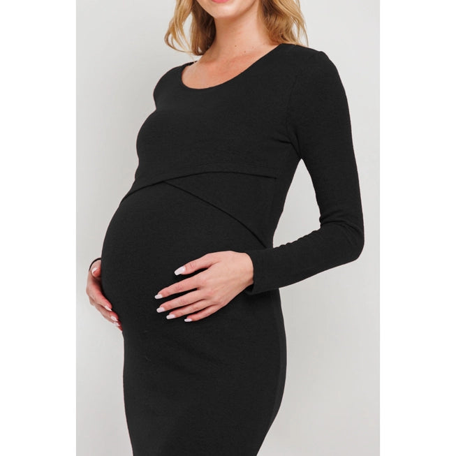 Nursing + Maternity Knit Bodycon Dress (Black)