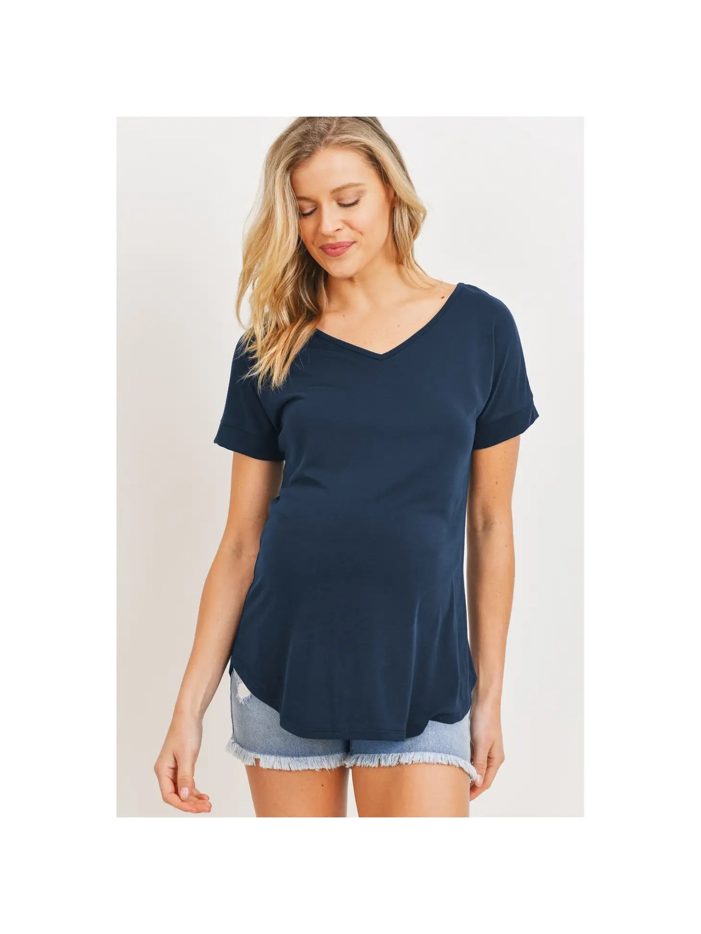 Open Back Maternity V-Neck T-shirt