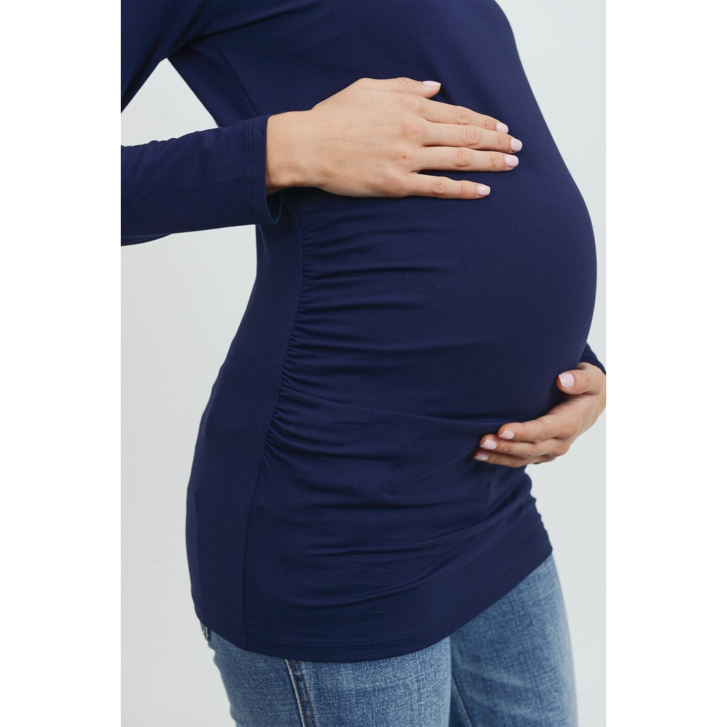 Round Neck Maternity Top (Navy)