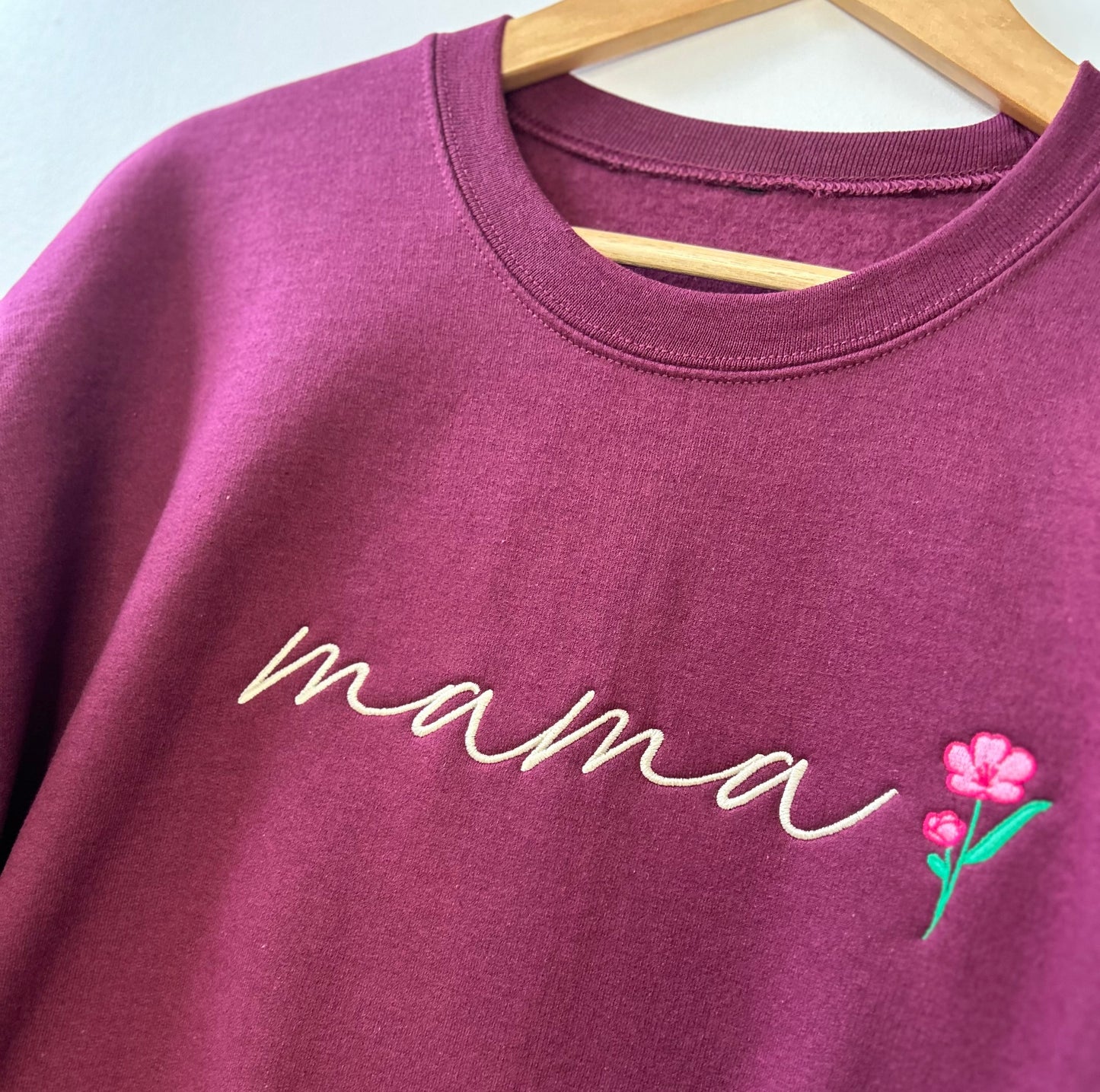 Sawyer + Sunny - Embrodiered Crewneck - Mama Floral (Merlot)