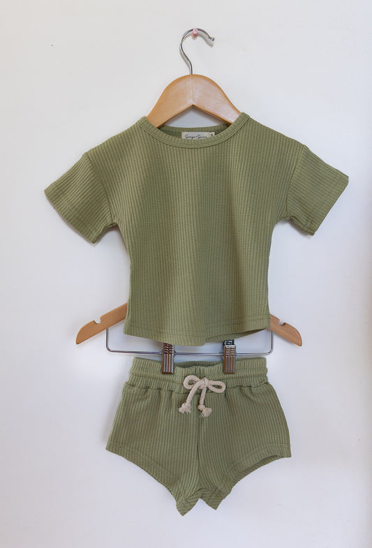 Sawyer + Sunny - Waffle Short Set (Dewdrop Green)