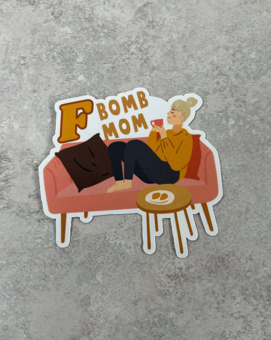 Waterproof Vinyl Sticker - F Bomb Mom (Blonde)