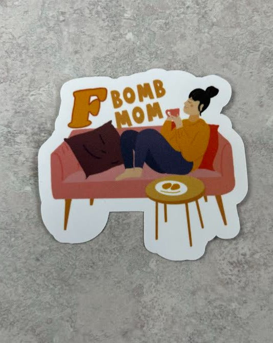 Waterproof Vinyl Sticker - F Bomb Mom (Brunette)