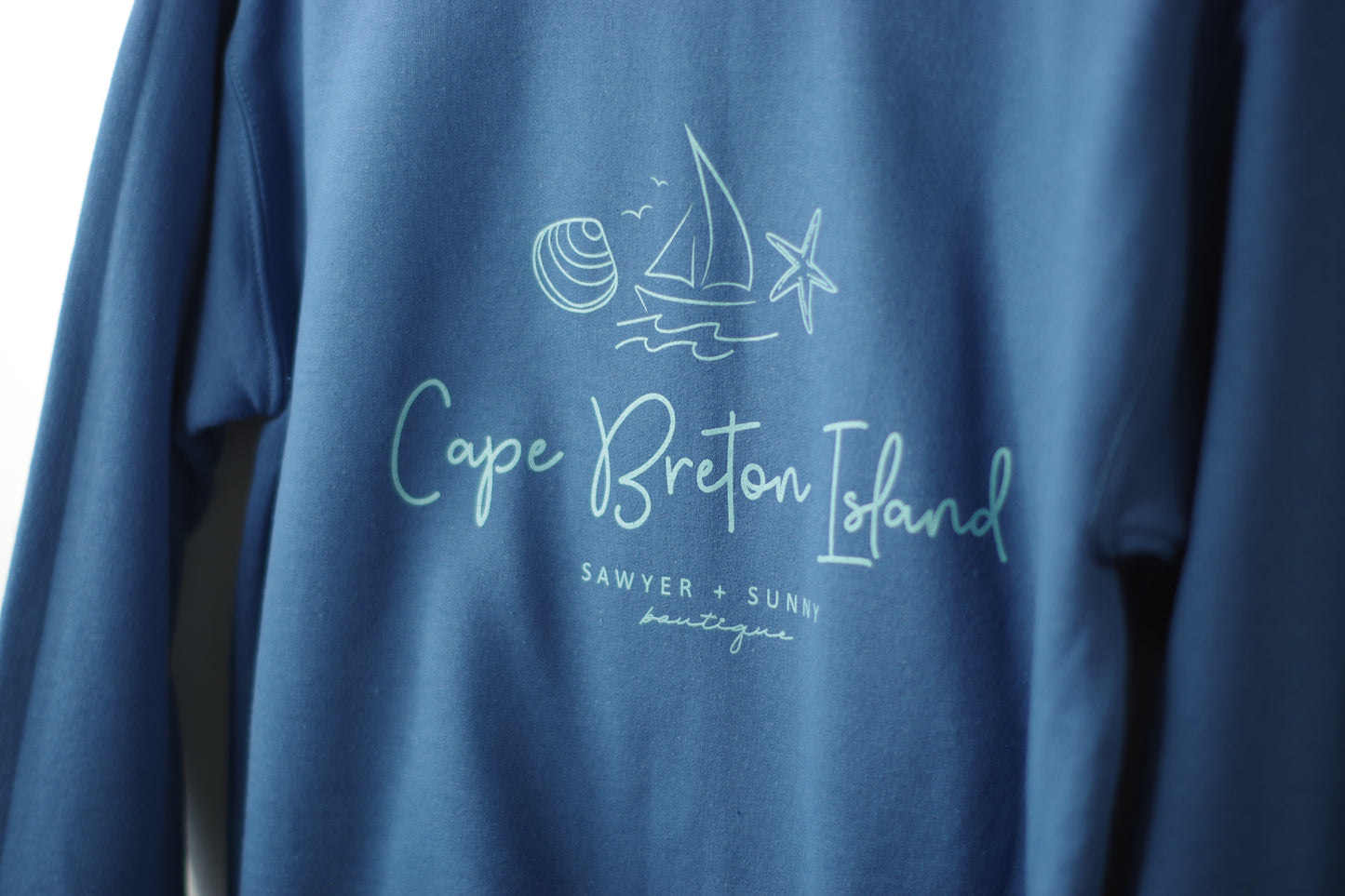 Sawyer + Sunny - Cape Breton Crewneck Sweater - Sailboat Sketch (Indigo Blue)