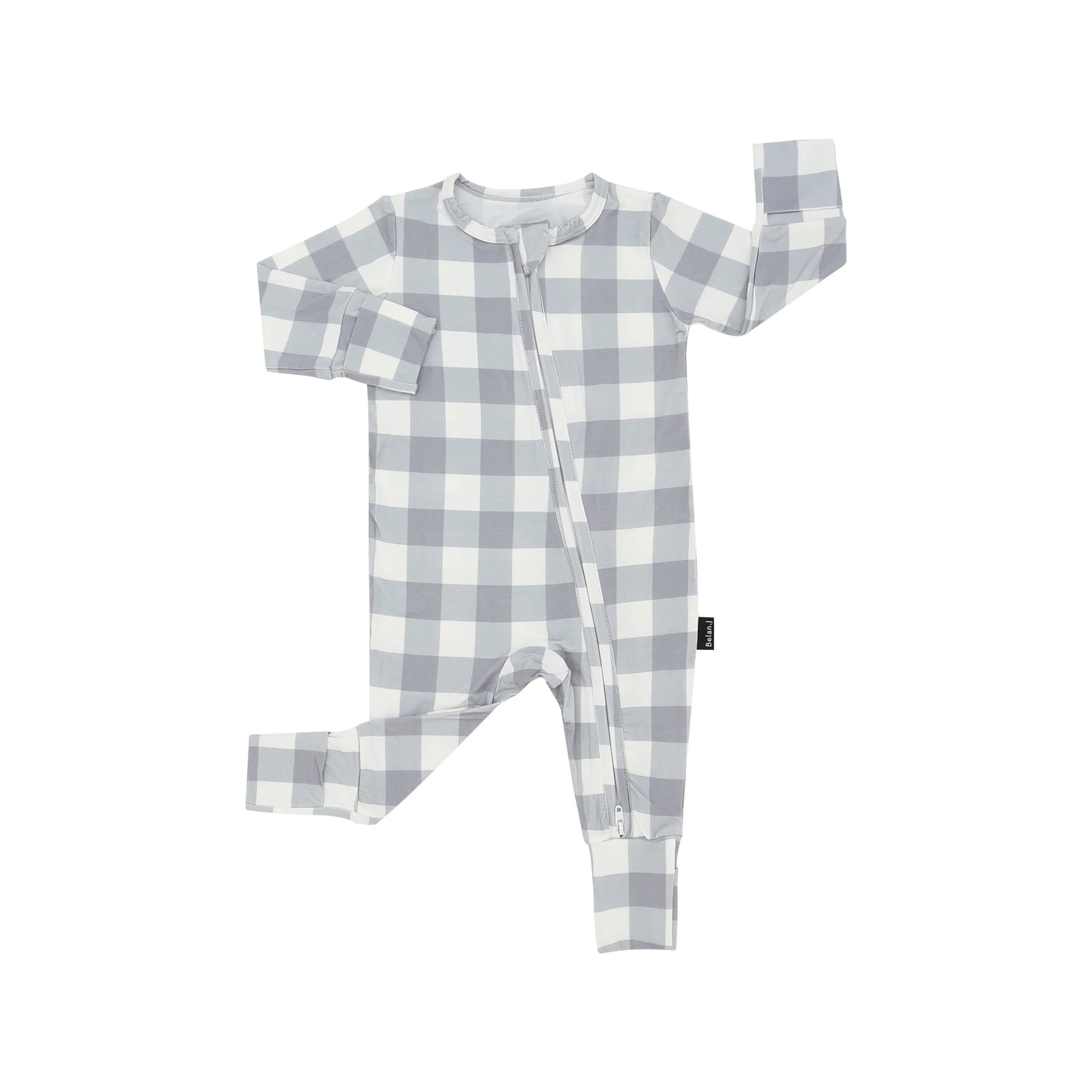 Belan J - Bamboo Footless Zipper Sleeper (Denim Plaid)