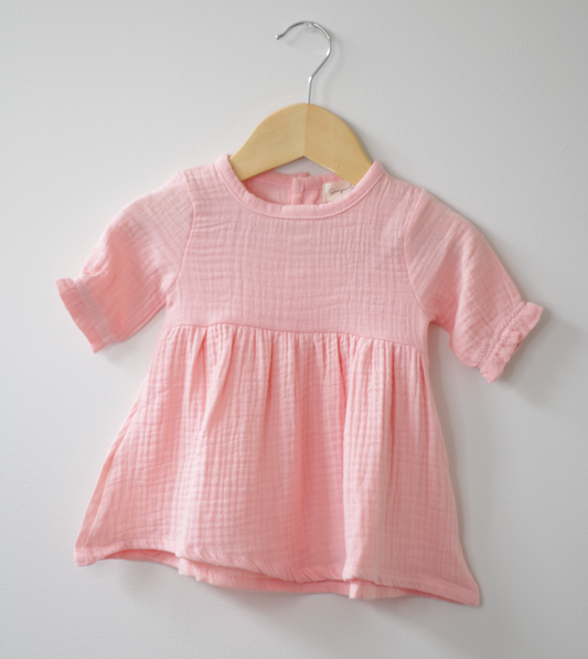 Sawyer + Sunny - Organic Cotton Muslin Dress (Bubblegum)