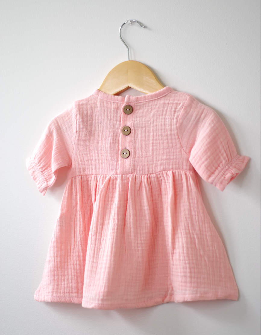 Sawyer + Sunny - Organic Cotton Muslin Dress (Bubblegum)