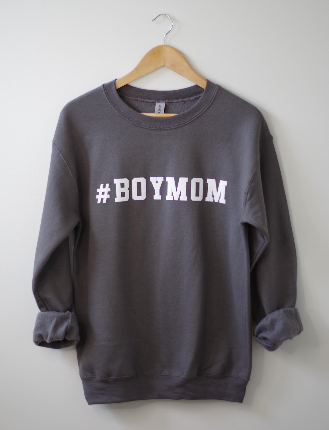 Boy Mom Crew Neck Sweater (Charcoal)