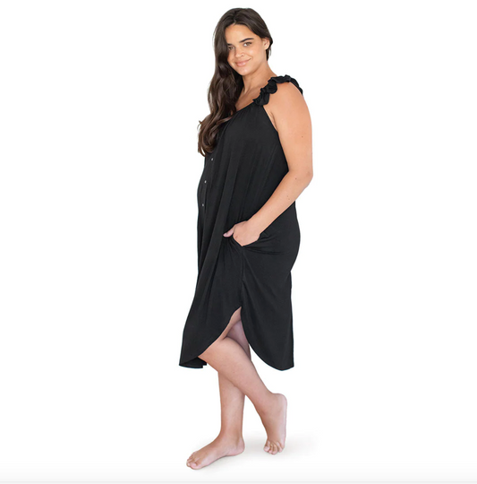 Ruffle Strap Labour + Delivery Gown (Nursing Friendly)