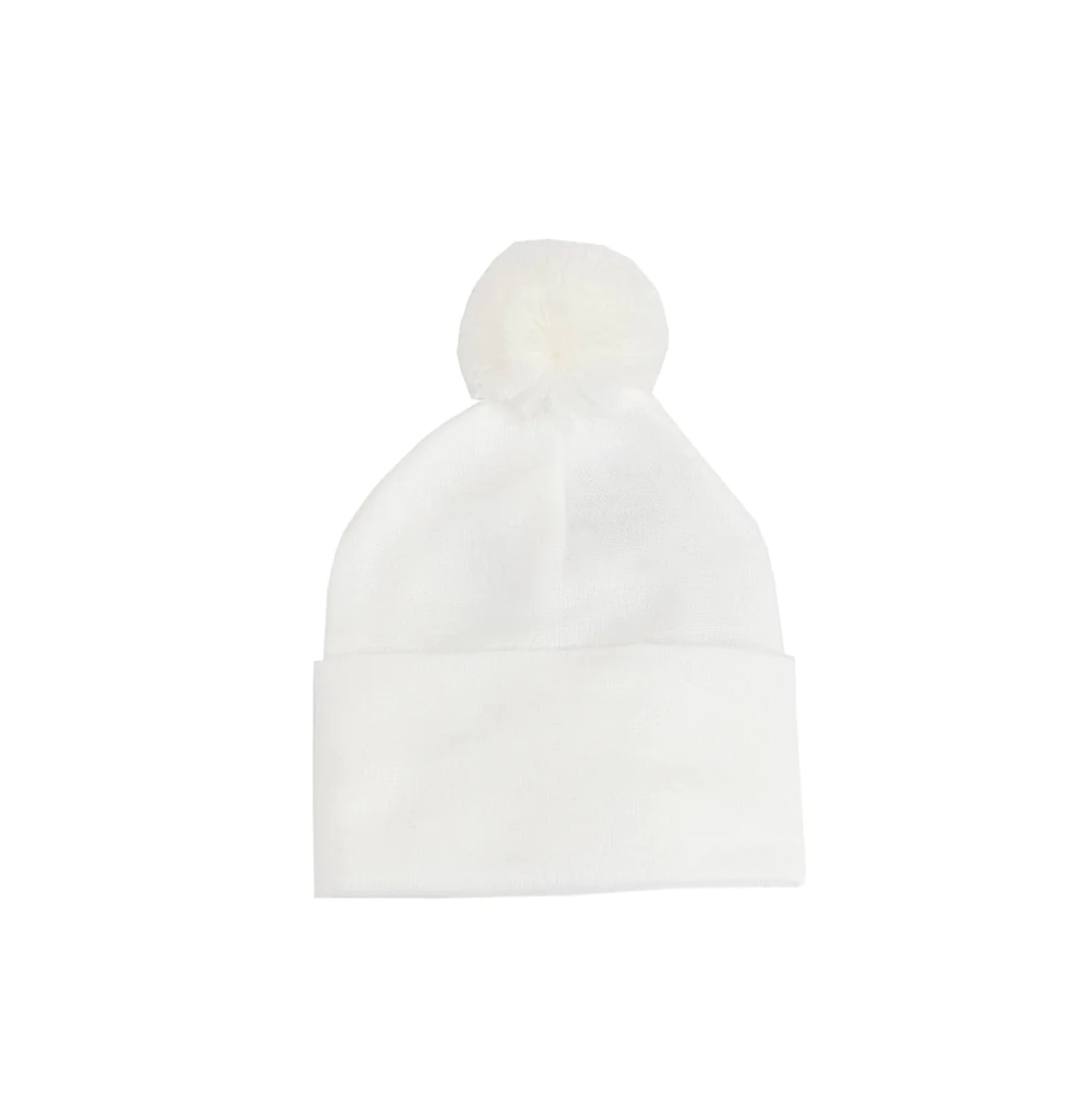 Newborn Hat With Pom (White)
