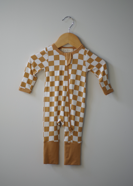 Sawyer + Sunny - Bamboo Baby Romper (Honey Check)