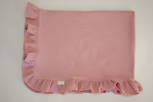 Sawyer + Sunny - Organic Cotton Ruffle Baby Blanket (Vintage Pink)