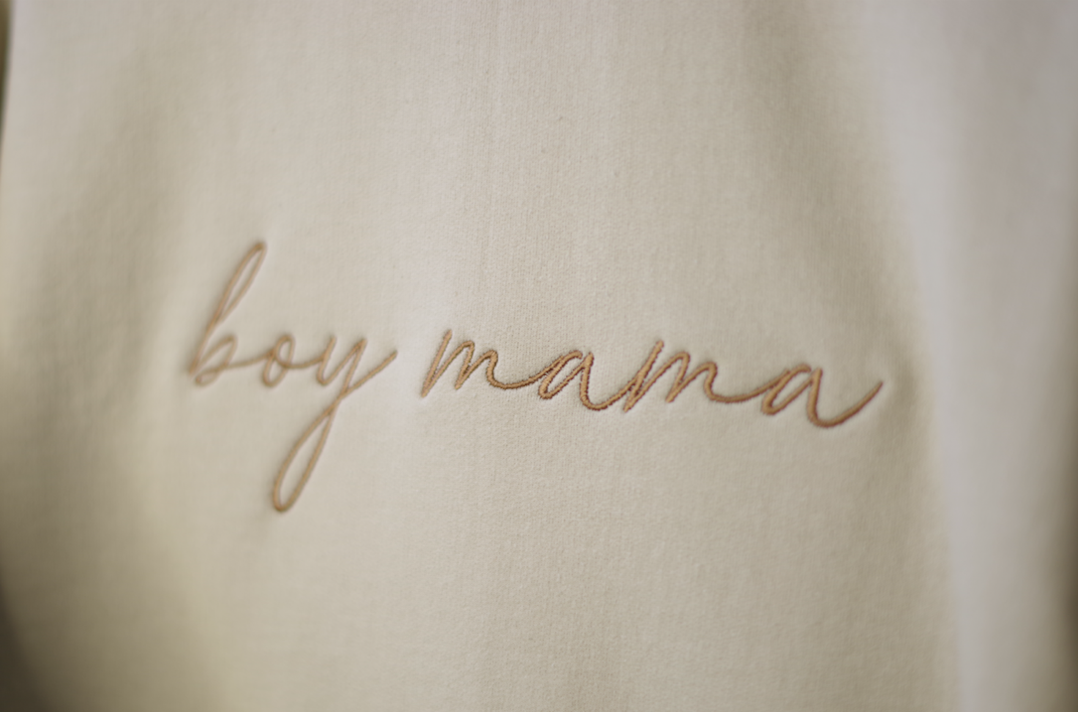 Sawyer + Sunny - Embroidered Crewneck Sweater (Boy Mama)