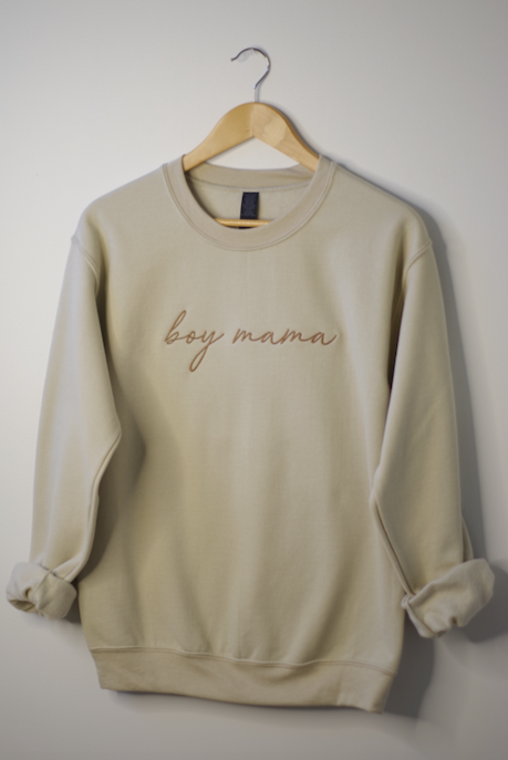 Sawyer + Sunny - Embroidered Crewneck Sweater (Boy Mama)