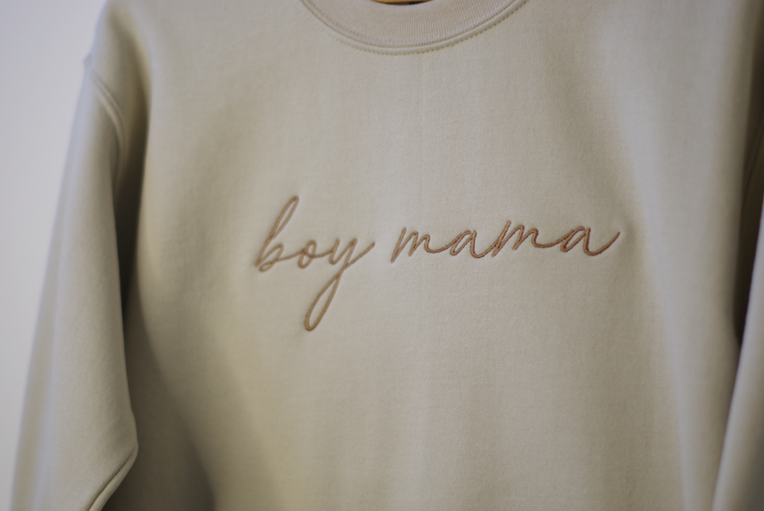 Sawyer + Sunny - Embroidered Crewneck Sweater (Boy Mama)