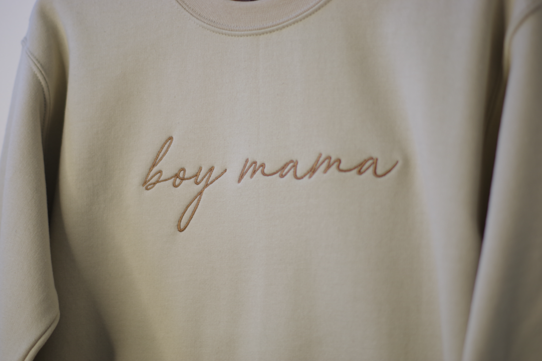 Sawyer + Sunny - Embroidered Crewneck Sweater (Boy Mama)