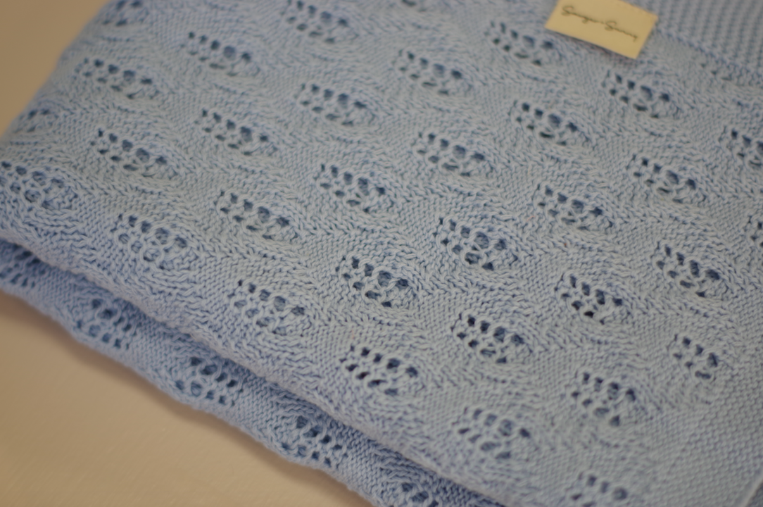 Sawyer + Sunny - Organic Cotton Knit Baby Blanket (Blue)