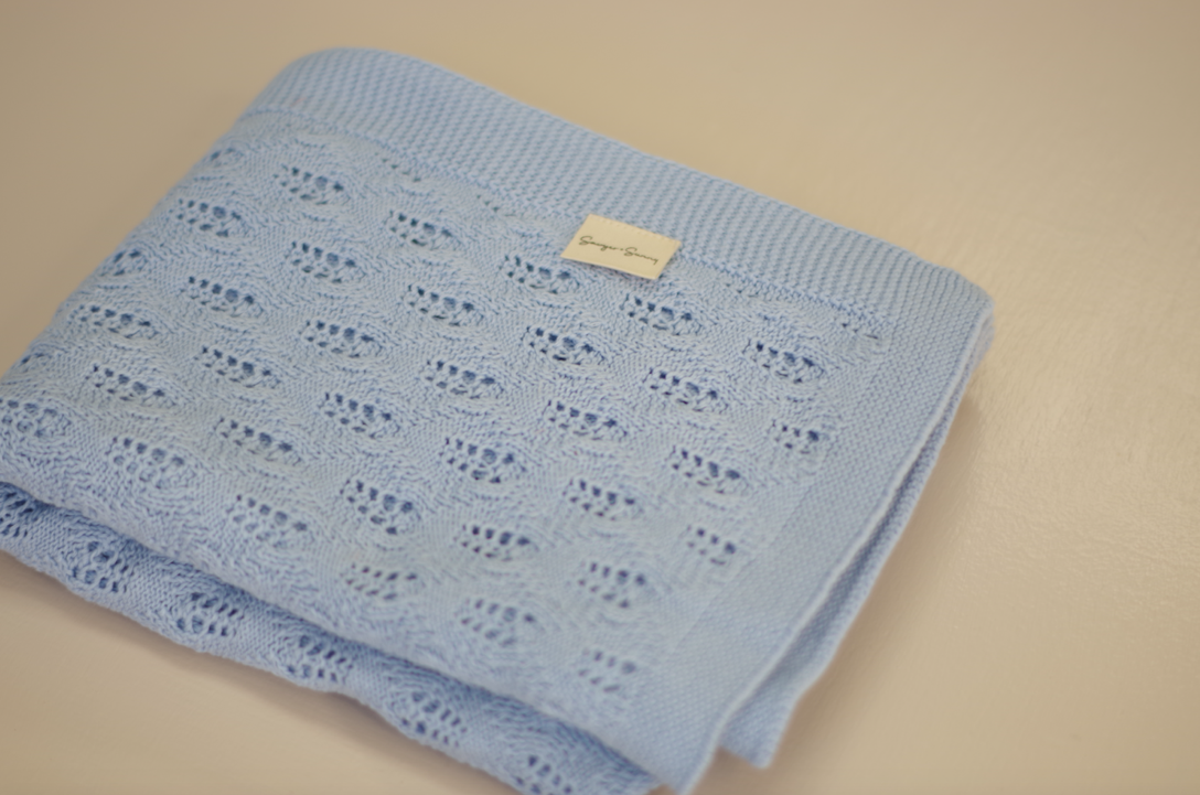 Sawyer + Sunny - Organic Cotton Knit Baby Blanket (Blue)