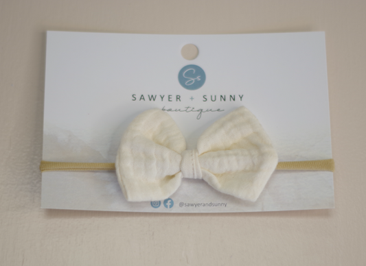 Sawyer + Sunny - Organic Cotton Muslin Baby Headband (Cream)