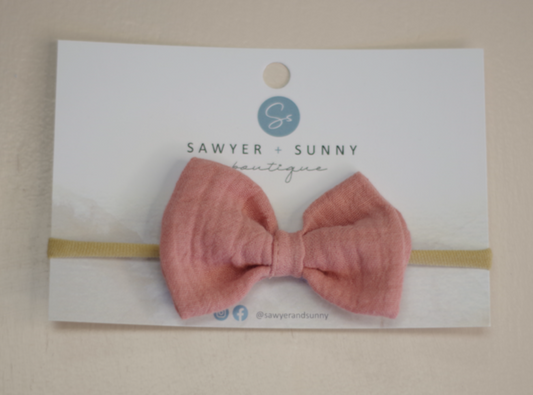 Sawyer + Sunny - Organic Cotton Muslin Baby Headband (Vintage Pink)