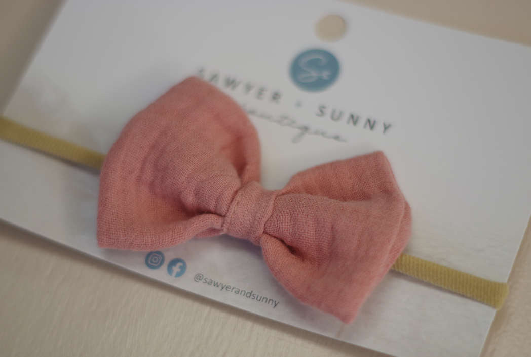 Sawyer + Sunny - Organic Cotton Muslin Baby Headband (Vintage Pink)