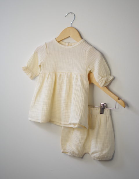 Sawyer + Sunny - Organic Cotton Muslin Dress (Cream)